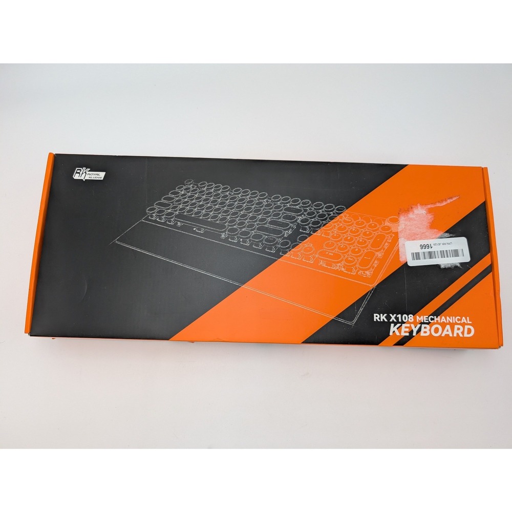 Royal Kludge RK X108 Mechanical Keyboard Silver Black Typewriter Retro Wired USB